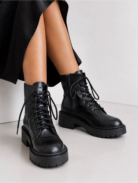 Kenzo Shoes - Kenzo Black Lace-Up Platform Combat Boots